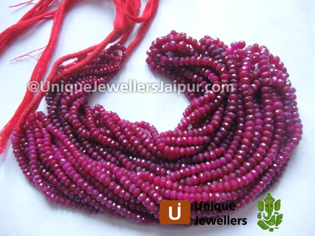 Ruby Faceted Roundelle Beads